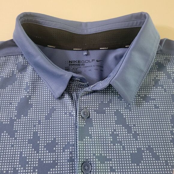 Nike Blue Dri-FIT Mobility Camo Golf Tech Sport Dri-FIT® Polo - Picture 7 of 12